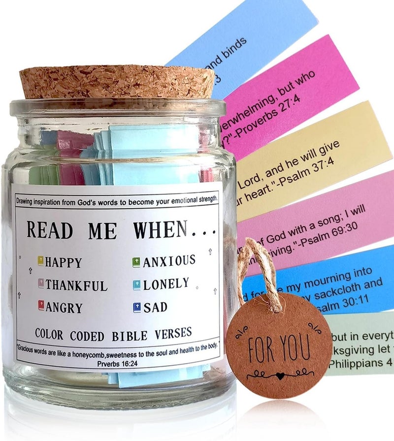 VANWYCHEN Bible Verses in the Hope Jar Read Me When, Colored Bible Verses, Scripture Prayer Jar Bible Gifts for Women Church Faith Based - Image 1